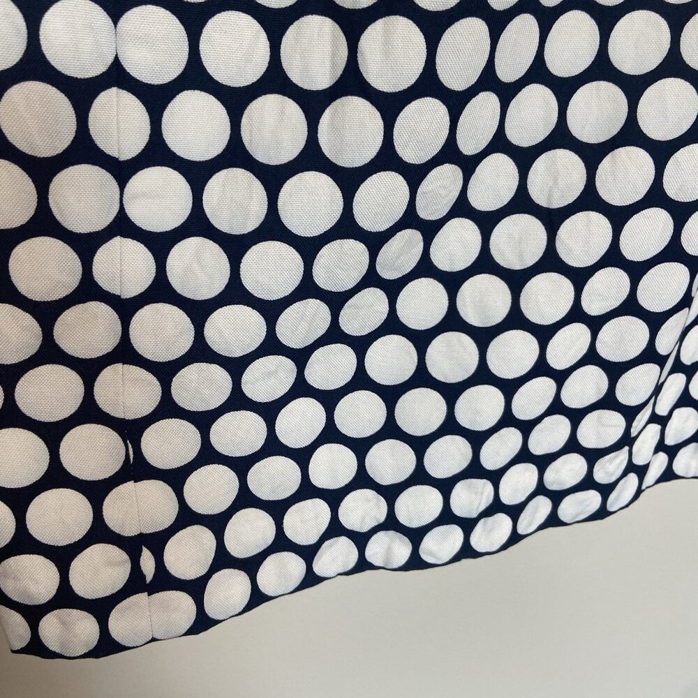 ANN TAYLOR Sz 12 Blue & Cream Polka Dot Silk Sleeveless Knee Length Lined Dress - Picture 3 of 12